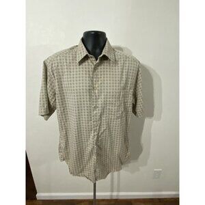 Claiborne Mens Size L Beige Geometric  Shirt Collared